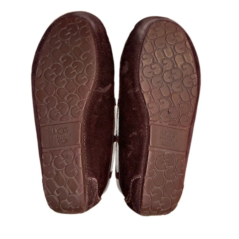 UGG Dakota Moccasin brown suede fur lined slippers girls size 4